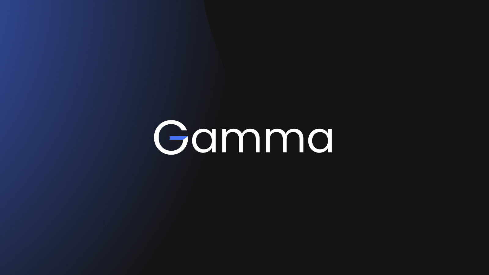 Gamma Creative logo in white on a gradient blue/black background.
